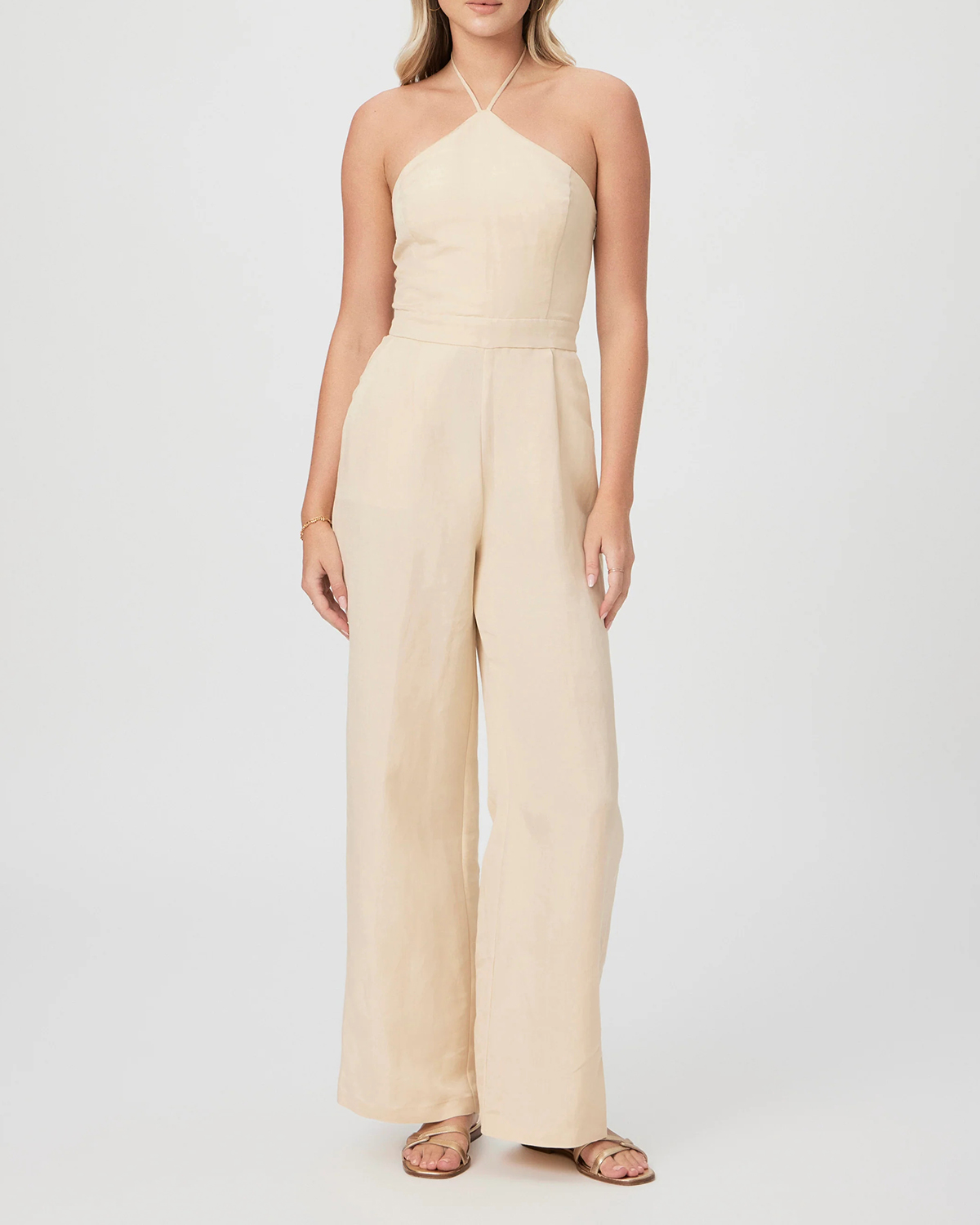 Cream Colored Halter Neck Jumpsuit