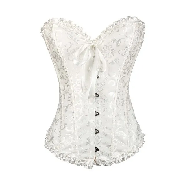 Corset Women's Corsets Trachtenmieder Christmas Halloween Wedding Party Birthday Party Plus Size Black White Wine Country Bavarian Overbust Corset Hook & Eye Lace Up Tummy Control Push Up Jacquard