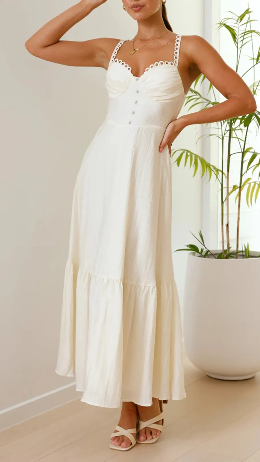 Front Button Detailing Maxi Dress