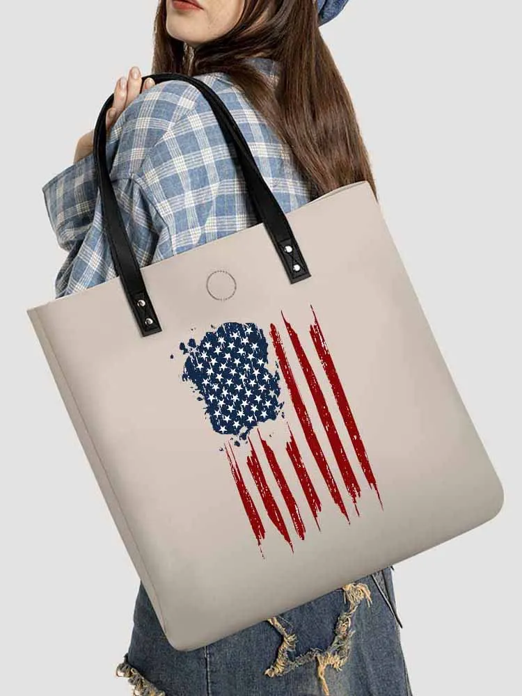 Leather Handbag With National Flag Prints