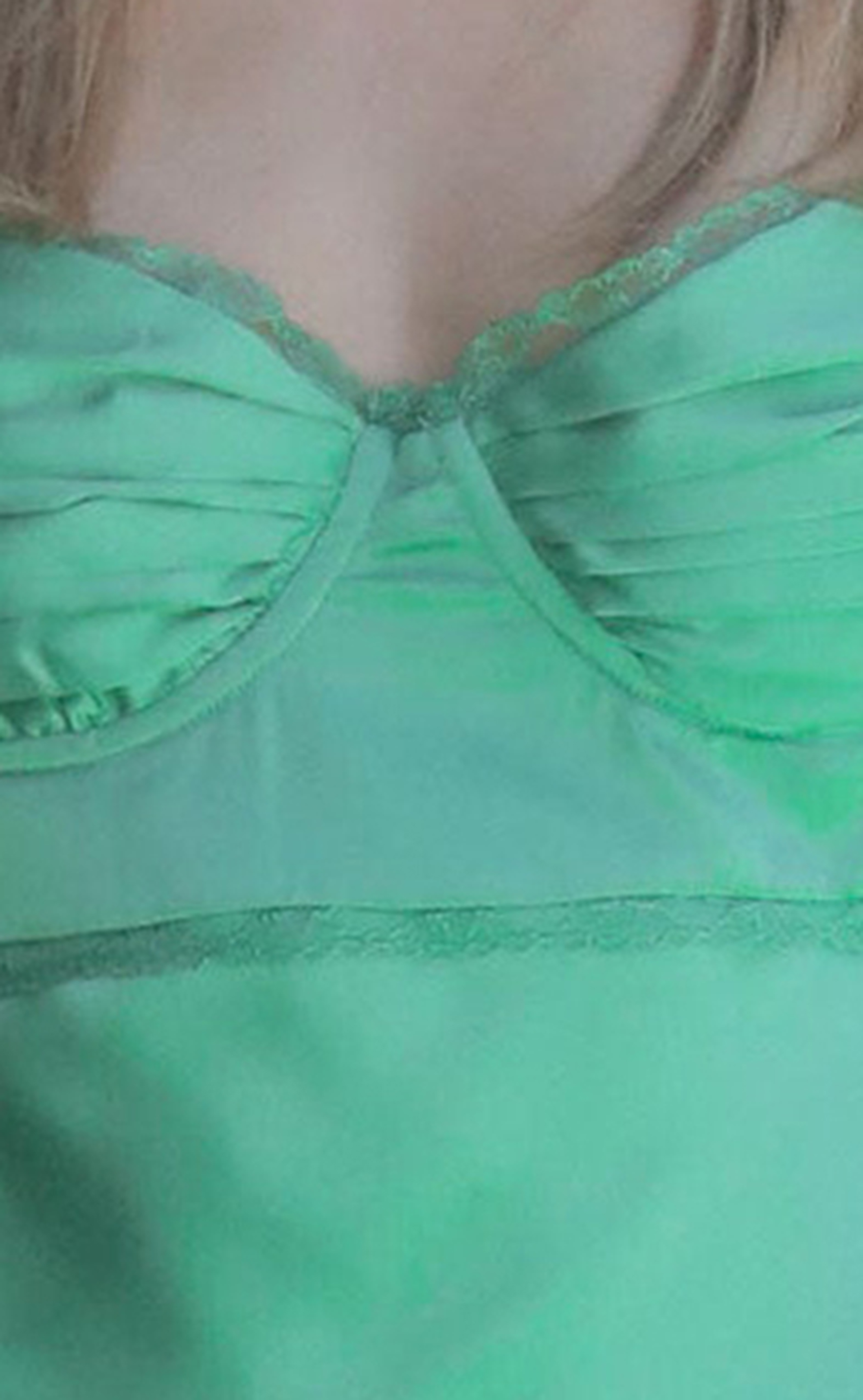 Green Ruched Spaghetti Strap Maxi Dress