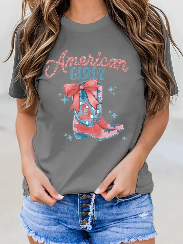 Woman'S America Girly Short-Sleeved T-Shirt