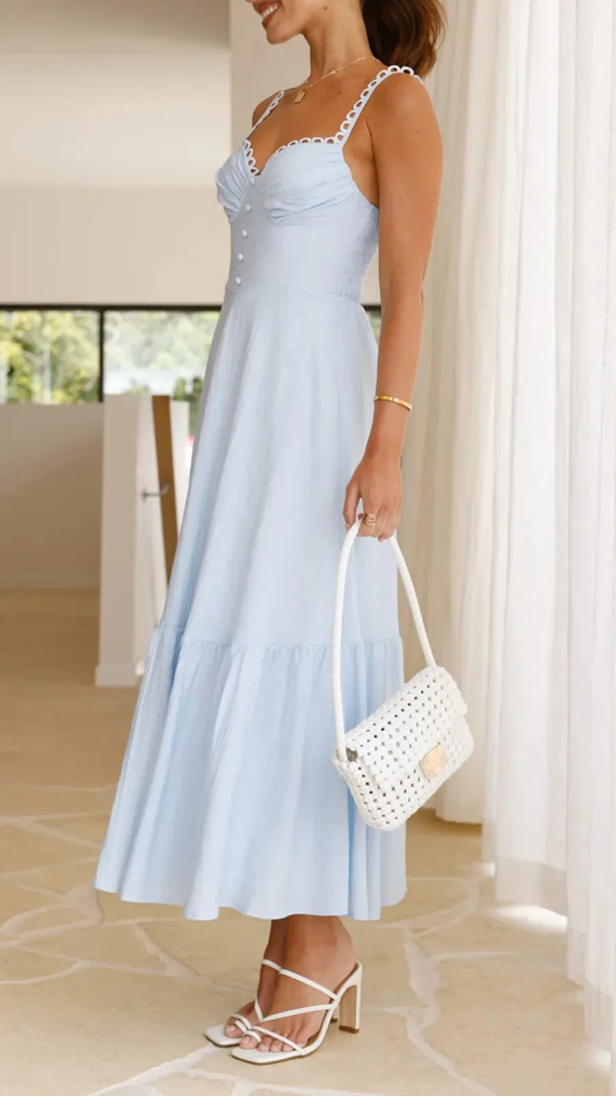 Front Button Detailing Maxi Dress