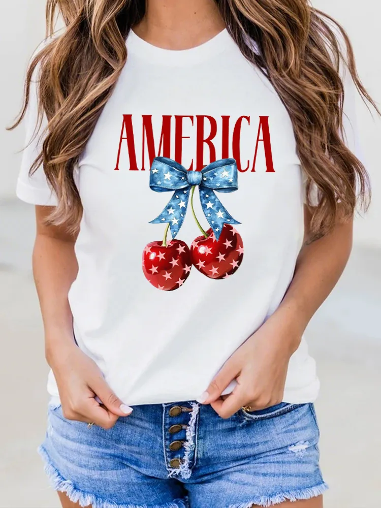 USA Independence Day Print Round-Neck Short-Sleeved T-Shirt
