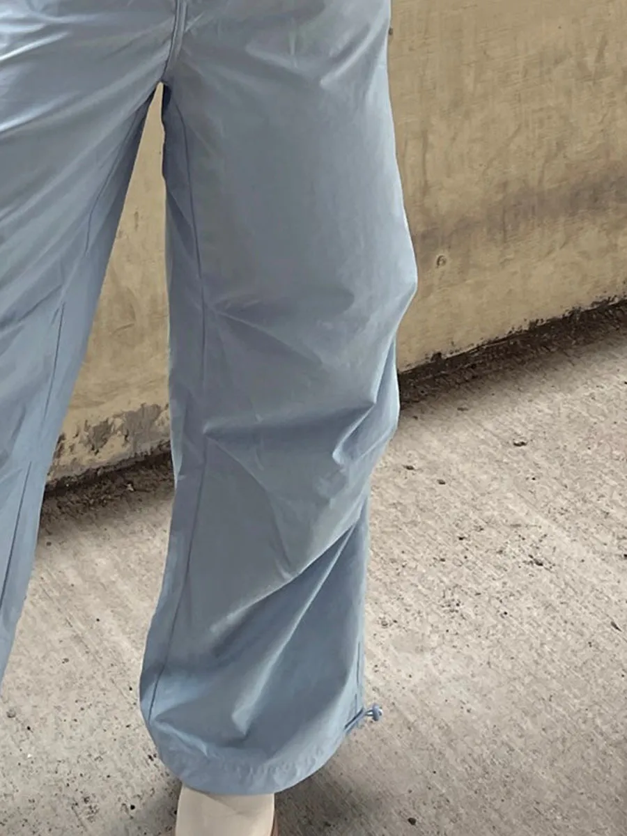 Women Casual Solid Color Loose Drawstring Pants