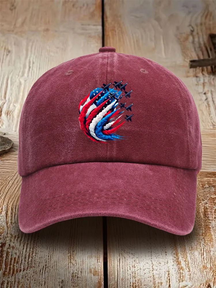 Independence Day Print Washed Baseball Cap