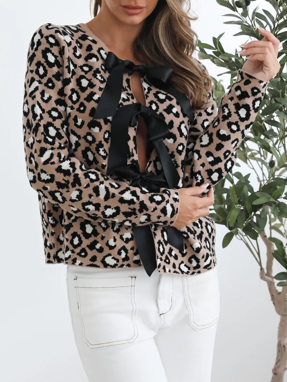 Camel Print Casual Style Cardigan