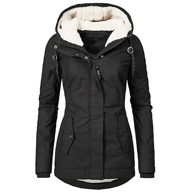 Women's Parka Street Fall Winter Puffer Jacket Long Coat Windproof Warm 3 in 1 Loose Casual Sports Jacket Long Sleeve Solid Color Zipper Purple Blushing Pink Waterpoof Daily Wear Down Parkas  Lined