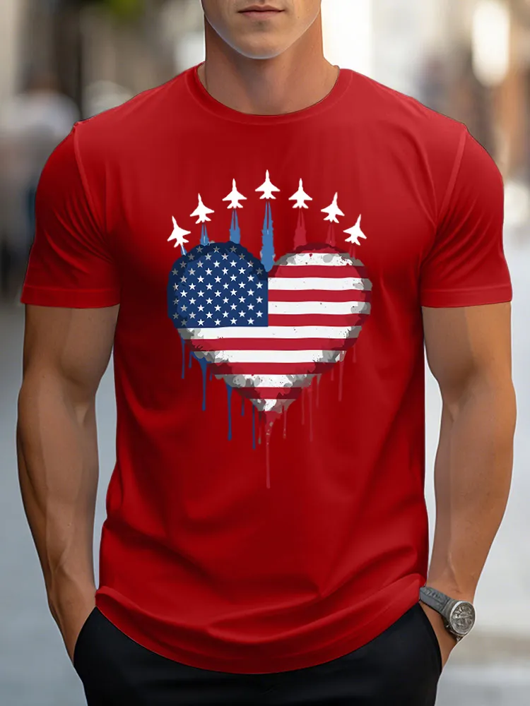 Man'S Independence Day Round-Neck Short-Sleeved T-Shirt