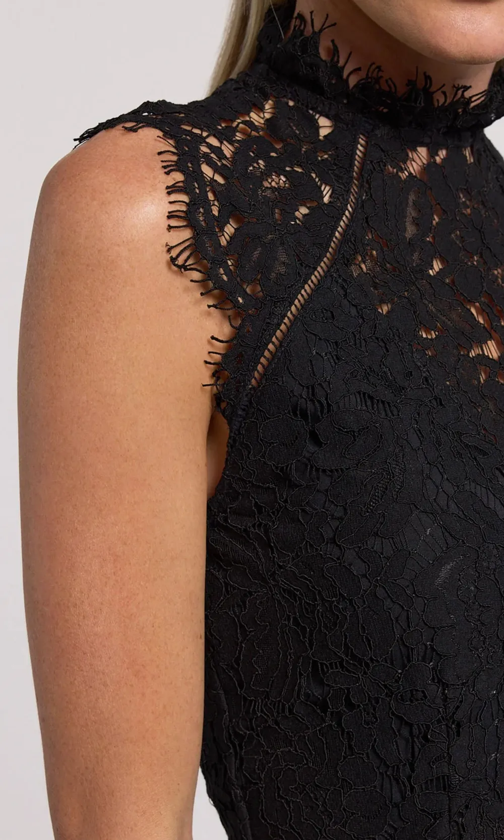 Black Lace Panel Top Jumpsuit