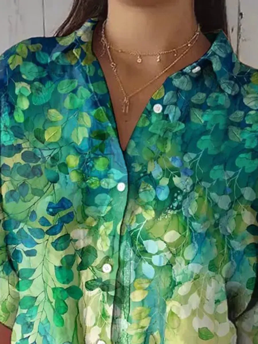 Women's Retro Casual Floral Cotton and Linen Top
