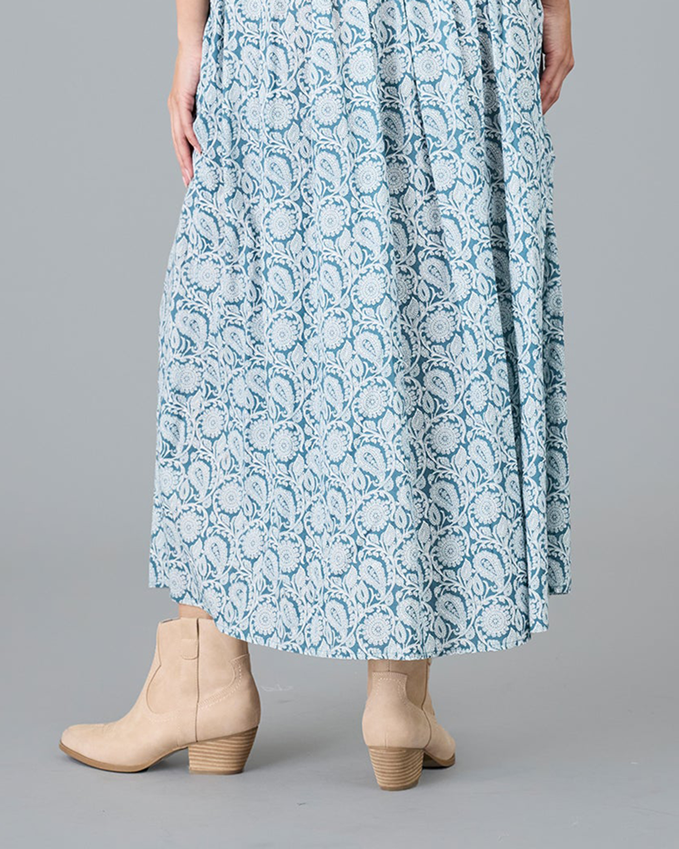 Light Blue Patterned Maxi Skirt