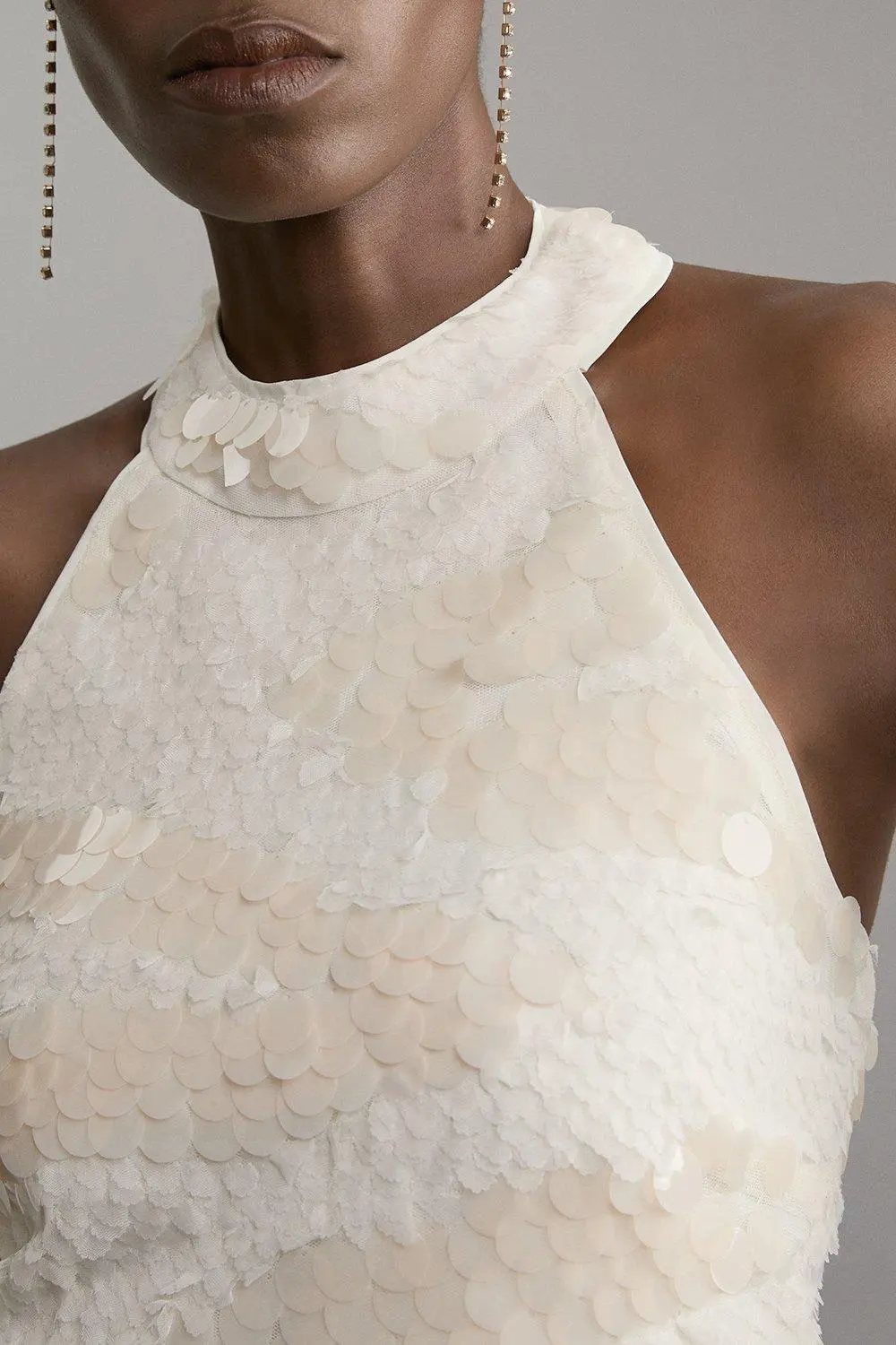 Textured Sequin Woven Halterneck Top