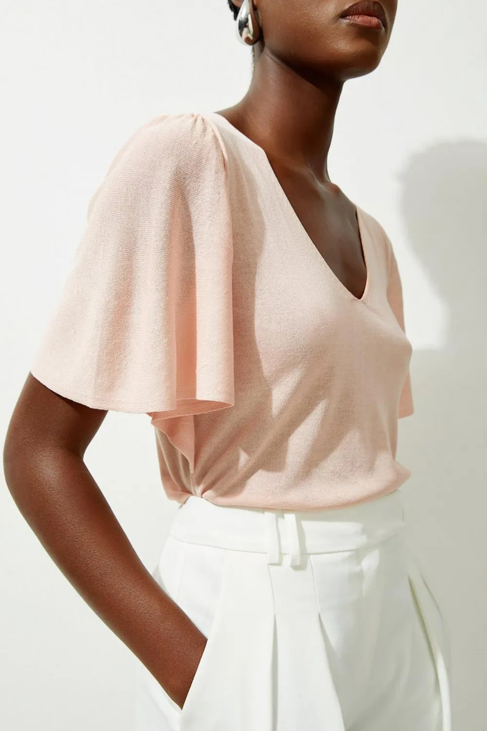 Lightweight Viscose Blend Summer Knit Angel Sleeve Top