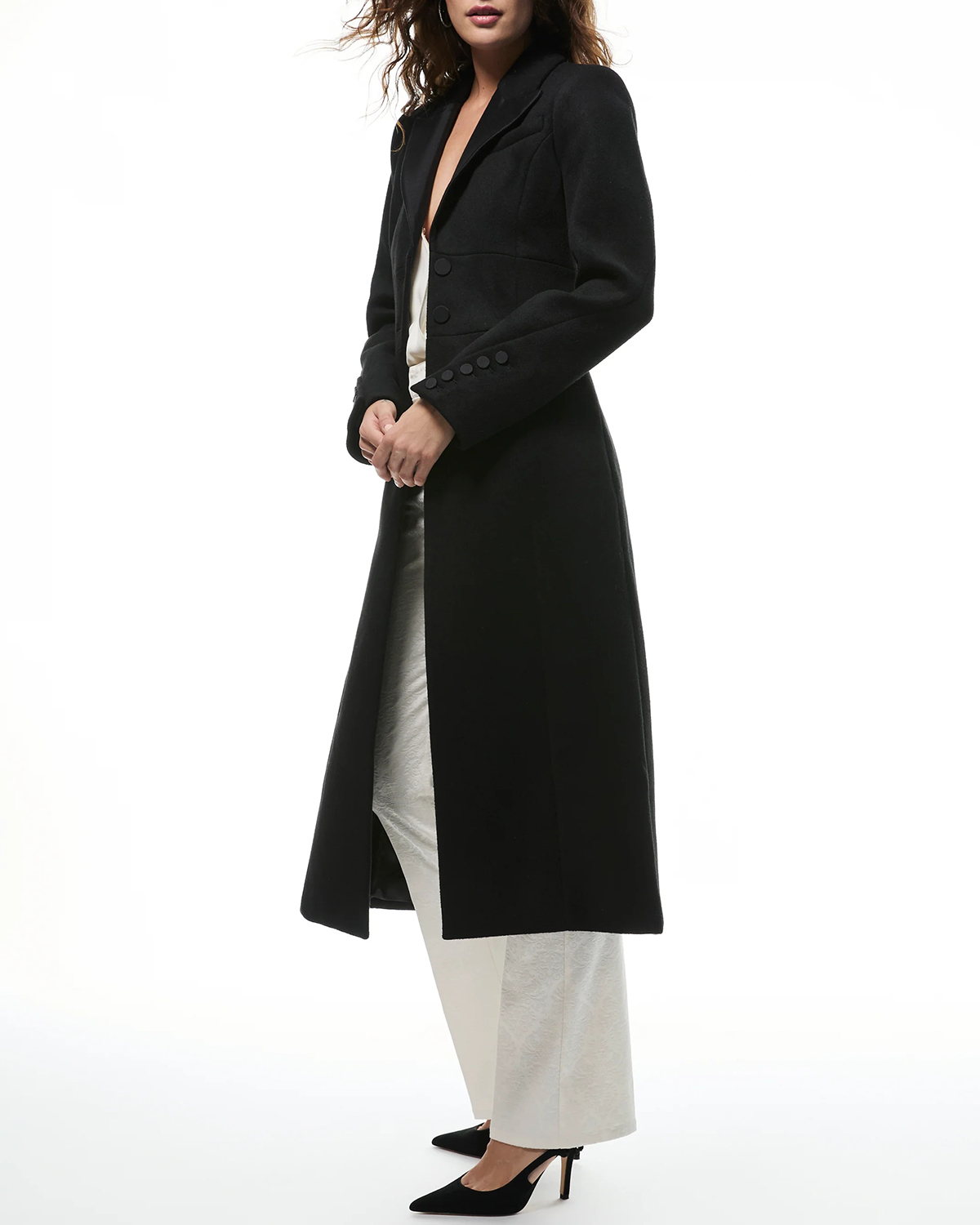 Black Long Line Open Front Blazer