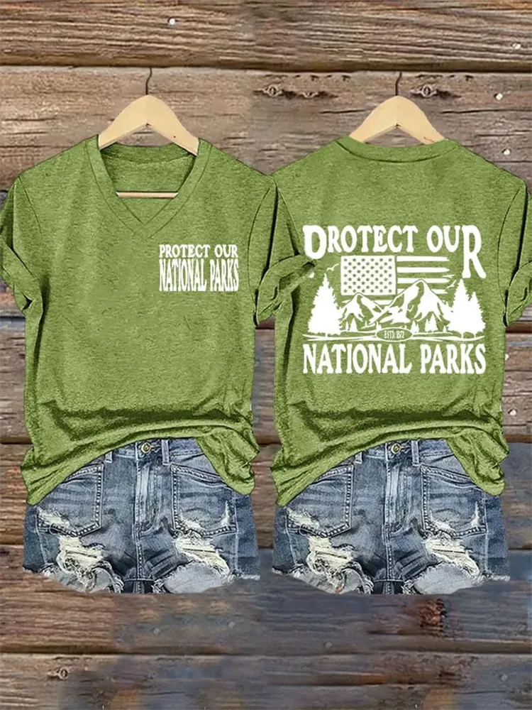 Woman'S Protect Our National Parks V-Neck Short-Sleeve T-Shirt