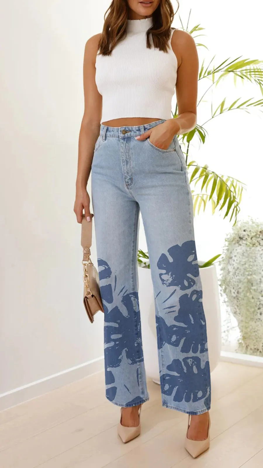 Light-Colored Non-Stretch Jeans