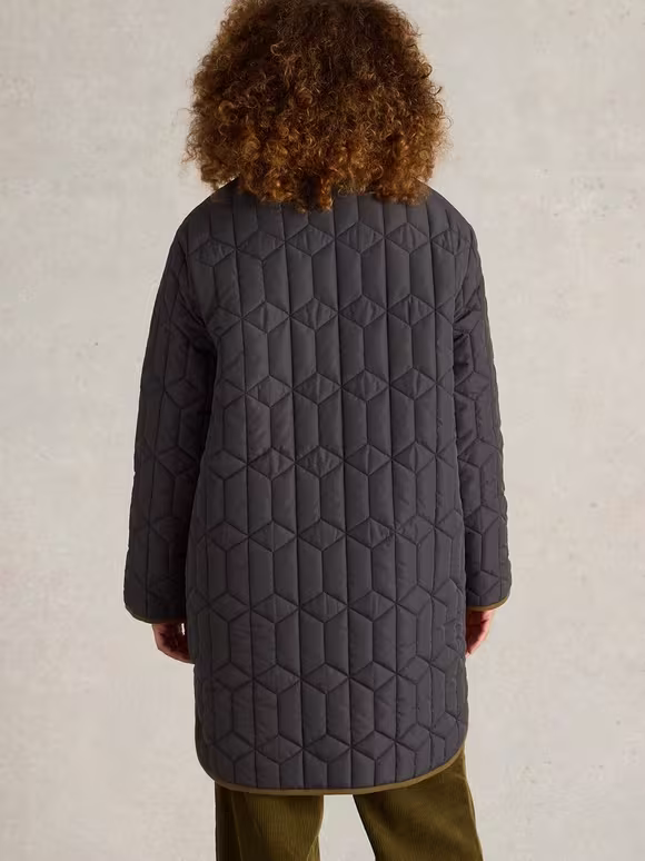 High Neck Lined Quilted Coat