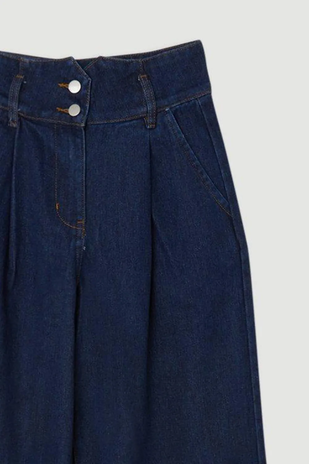Petite Denim Wide Leg Trousers
