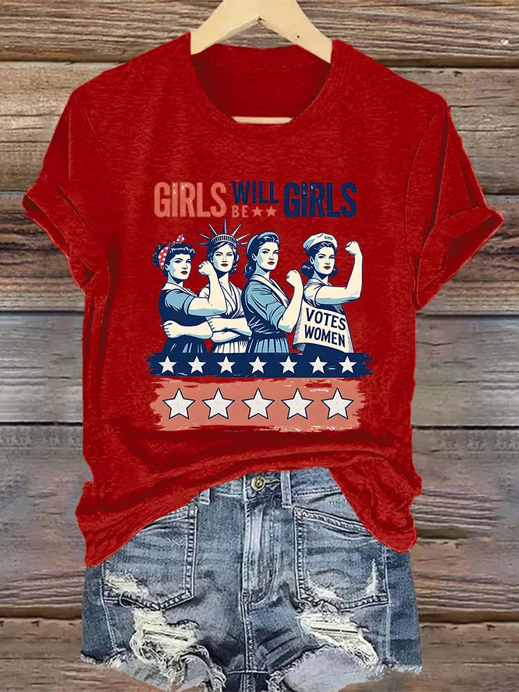 Woman'S Girls Will Be Girls Crew Neck Short Sleeve T-Shirt