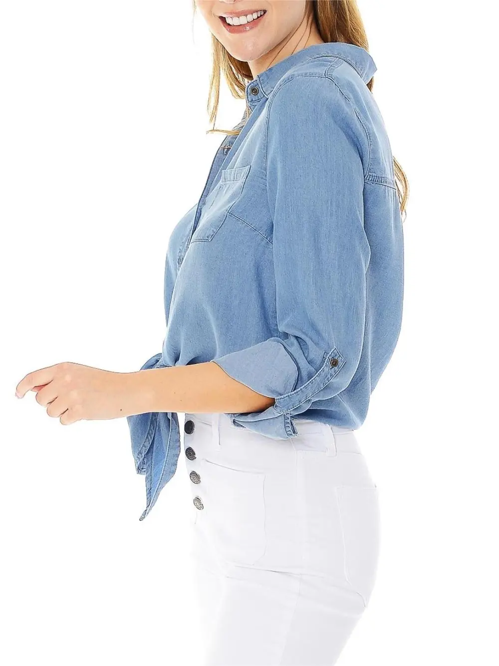 Light Blue Denim Knot - Front Blouse