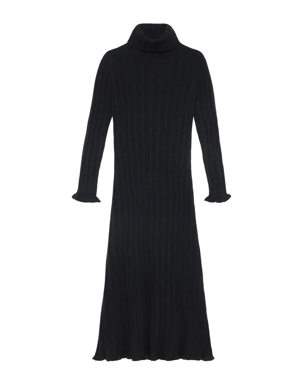 Black Long Sleeve Knit Midi Dress
