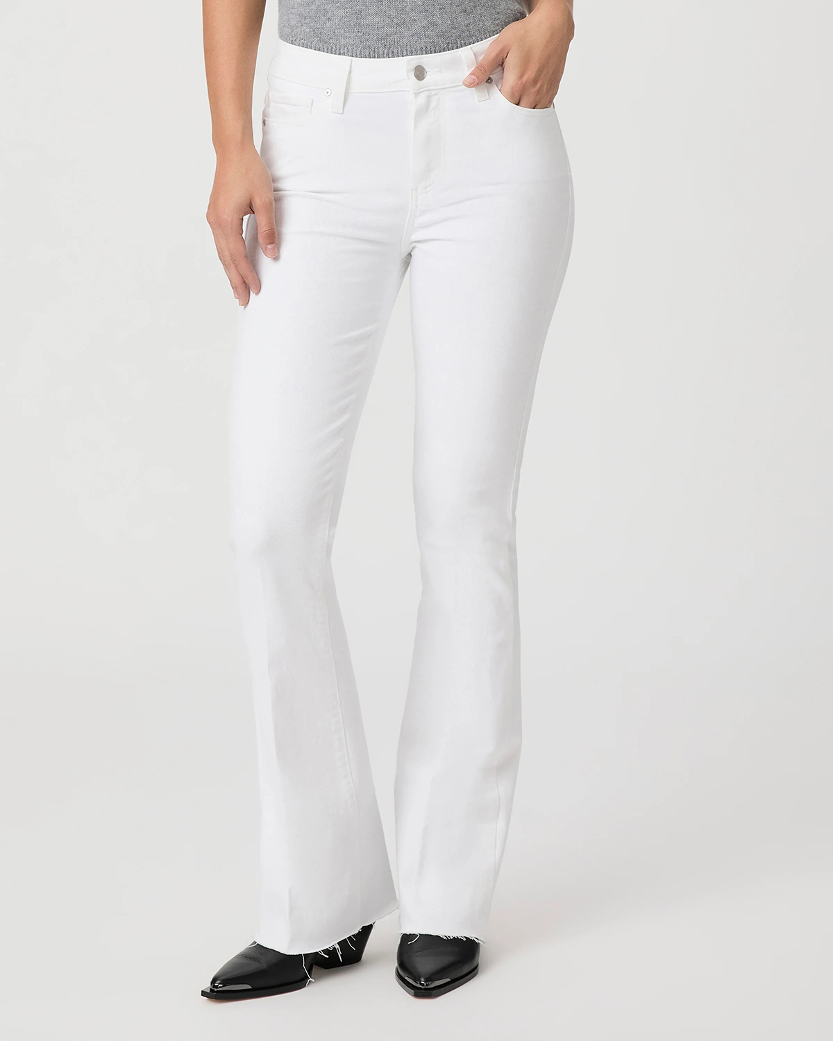 White Bootcut High Rise Jeans