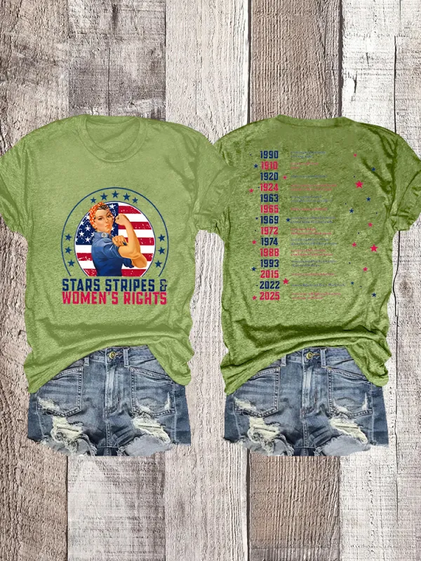 Woman'S Stars Stripes Women'S Rights Crew Neck Short Sleeve T-Shirt