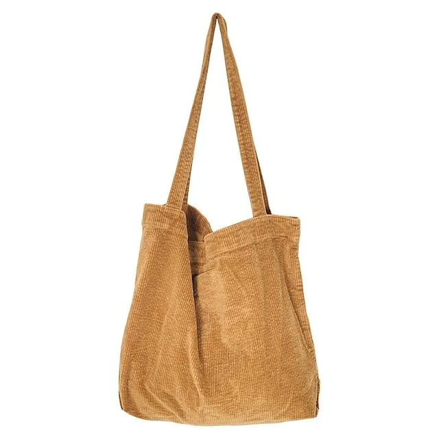 Tote Corduroy Daily Solid Color Black Pink Dark Green