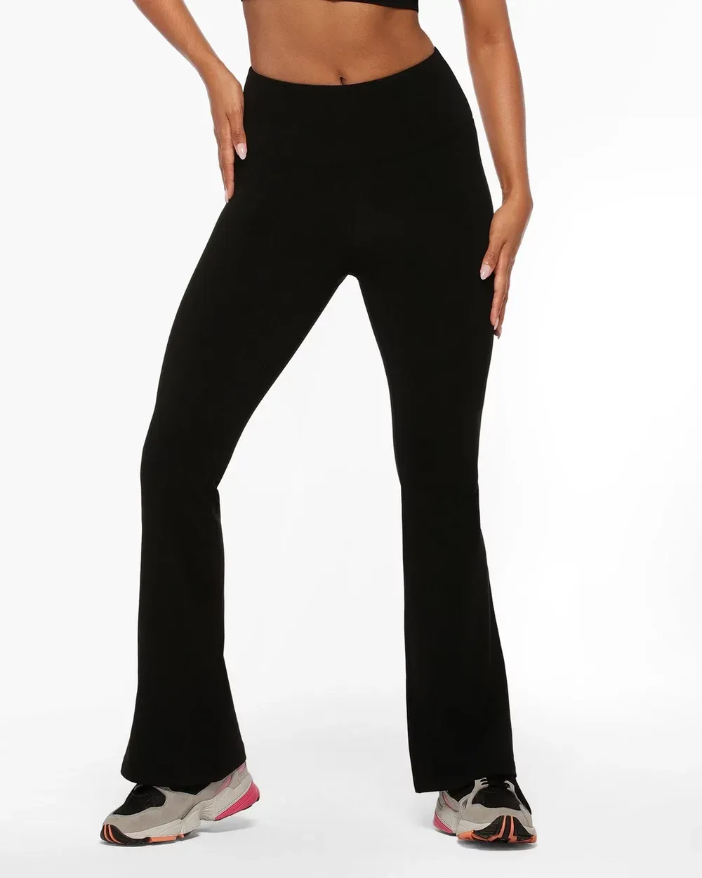Black Elastic Waist Flared Pant