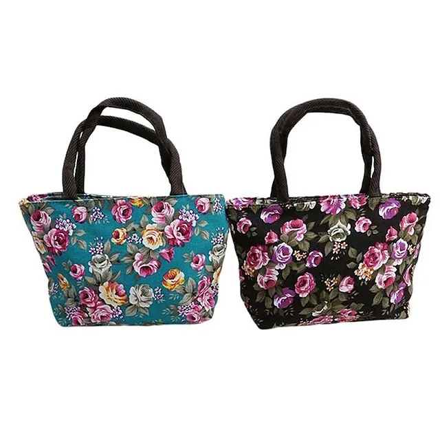 Women's Handbag Nylon Outdoor Daily Zipper Large Capacity Breathable Lightweight Flower Black Red Blue