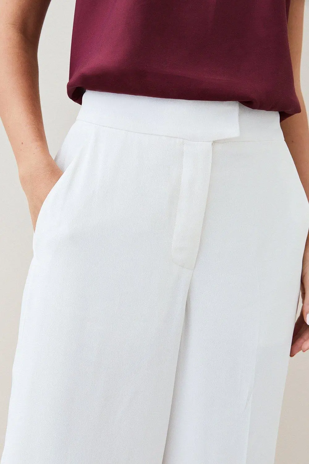 Tall Viscose Satin Back Crepe Wide Leg Trouser