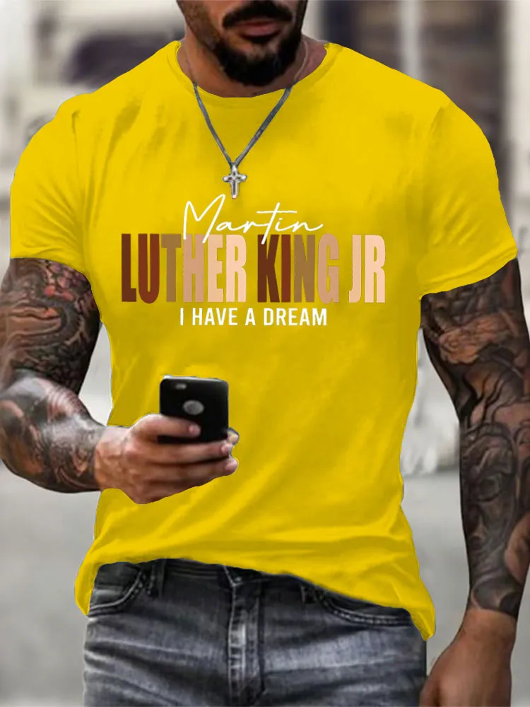 Men'S Round-Neck Short-Sleeved T-Shirt Luther Ling Jr I Have A Dream