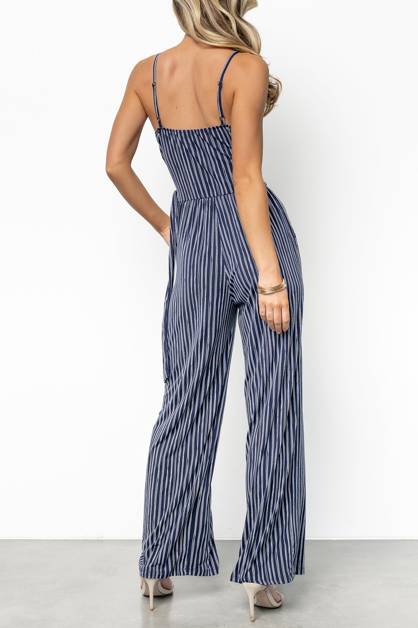 Classic Versatile Casual Breathable Navy Stripe Jumpsuit
