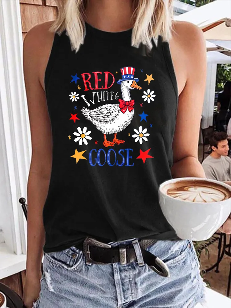 Women'S Red White Goodse Round-Neck Vest