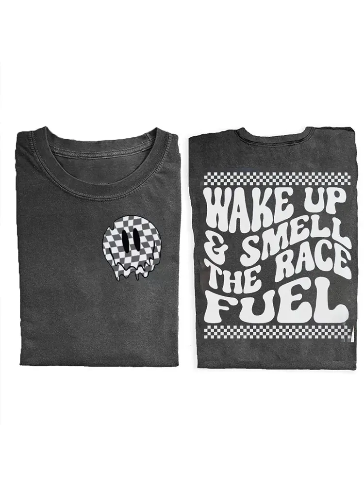Wake Up&Smell The Race Fuel Distressed T-Shirt