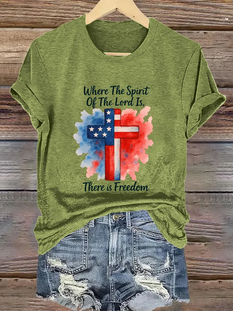 Woman'S Where The Spirit Of The Lord Is, There Is Freedom Crew Neck Short Sleeve T-Shirt