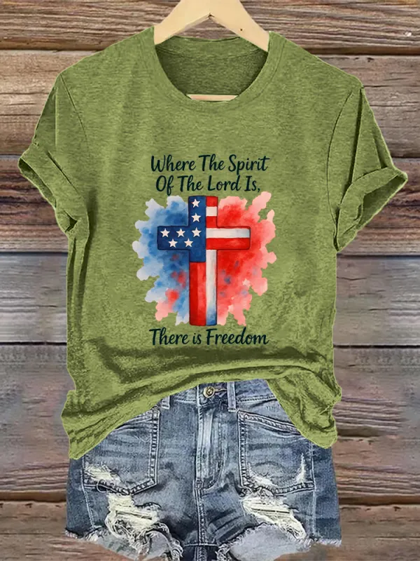 Woman'S Where The Spirit Of The Lord Is, There Is Freedom Crew Neck Short Sleeve T-Shirt