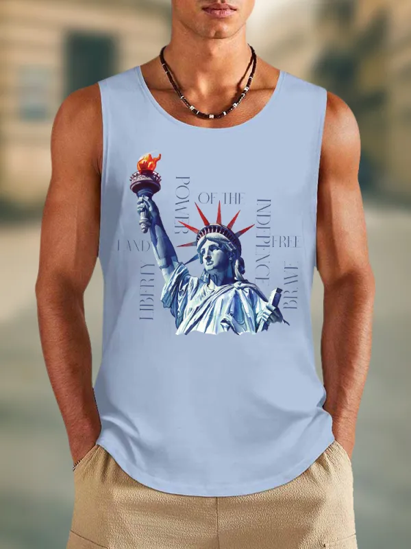 Men'S Power Of The Indepence Round-Necked Sleeveless Vest