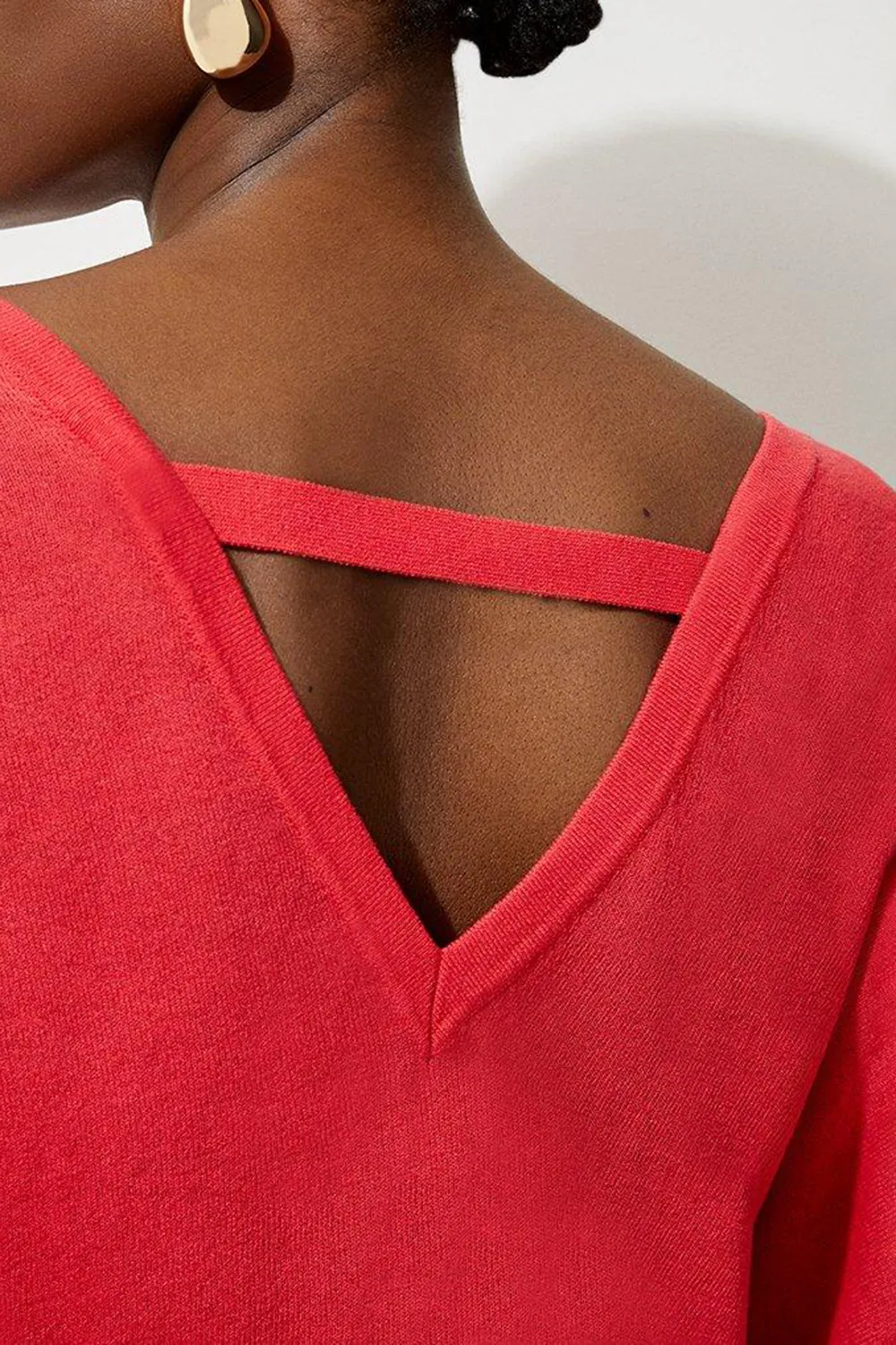 Lightweight Knitted V Neck Long Sleeve Jumper
