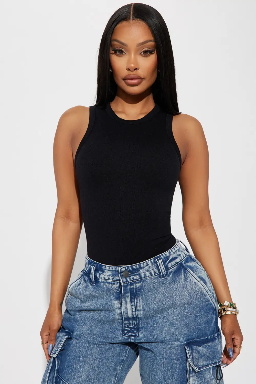 The New Classic Ribbed Racerback Top - Black