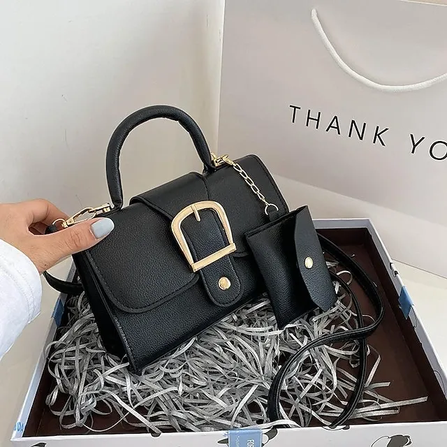 Women's Handbag Crossbody Bag PU Leather Daily Durable Solid Color Black White Yellow