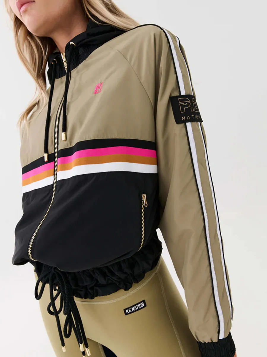 Color Blocked Zip Up Bomber Jacket
