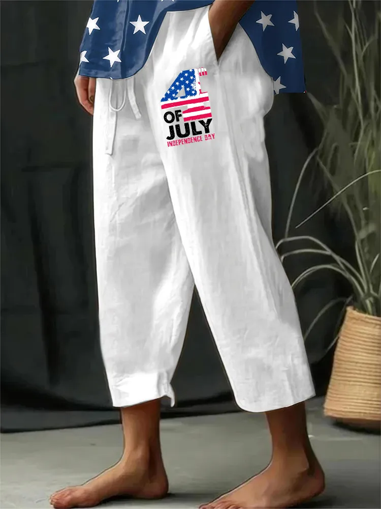 Women'S Casual Straight-Leg Pants 4 Of July Independence Day Print