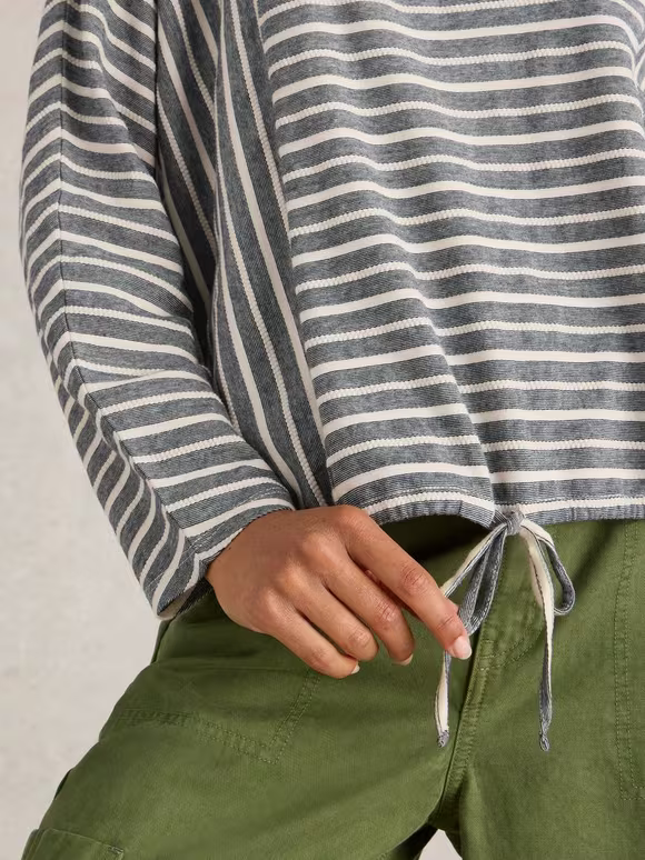Striped Tie Hem Top