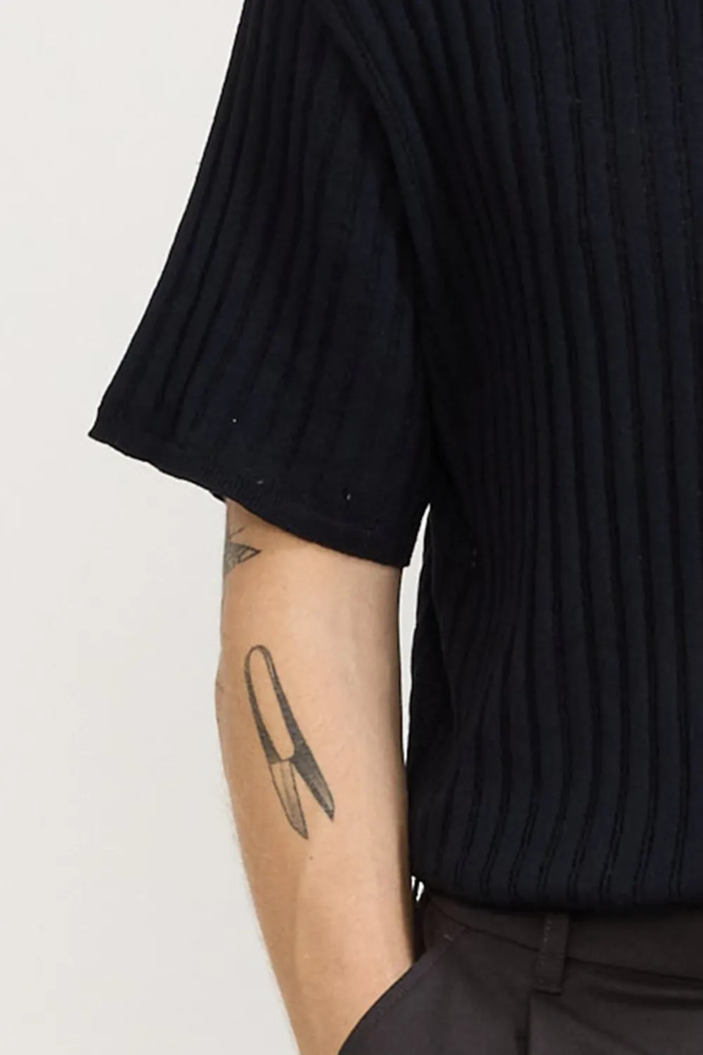Black Polo Shirt With Brown Collar