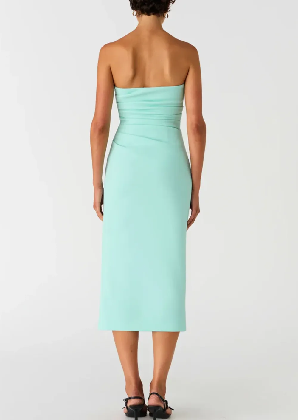 Strapless Ruched Midi Dress