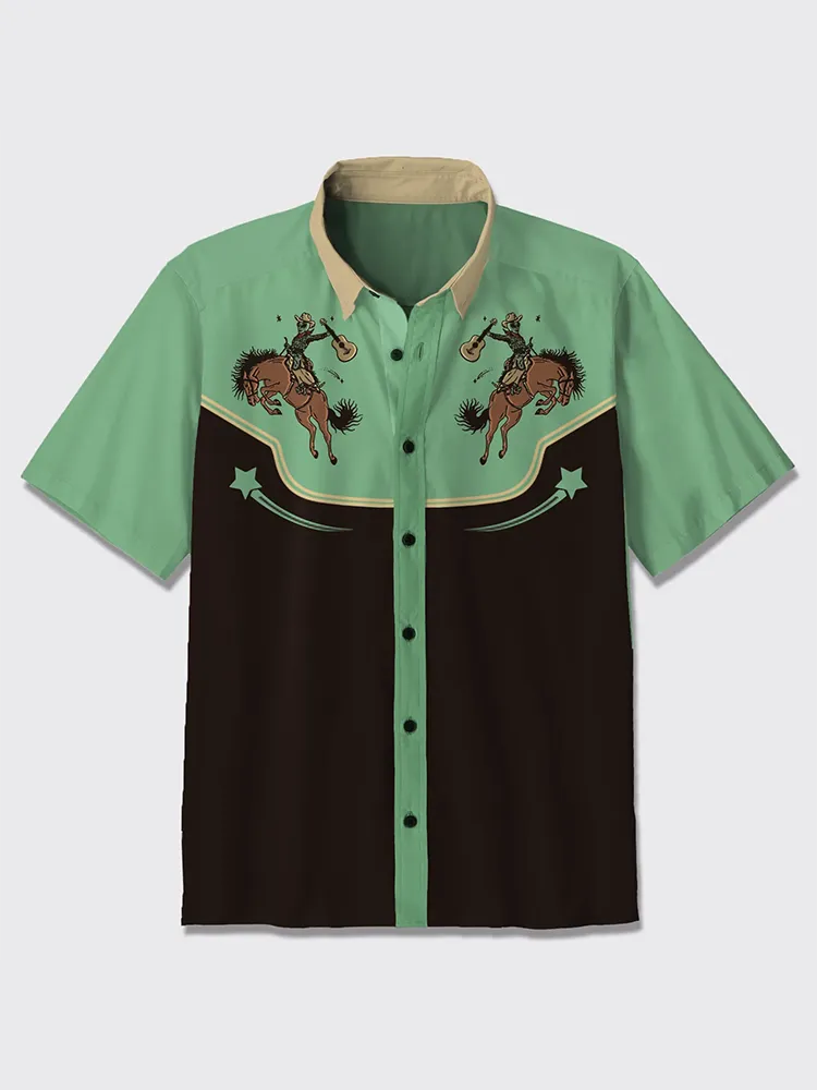 Rodeo Wth Alien Cowboys Button Up Shirt