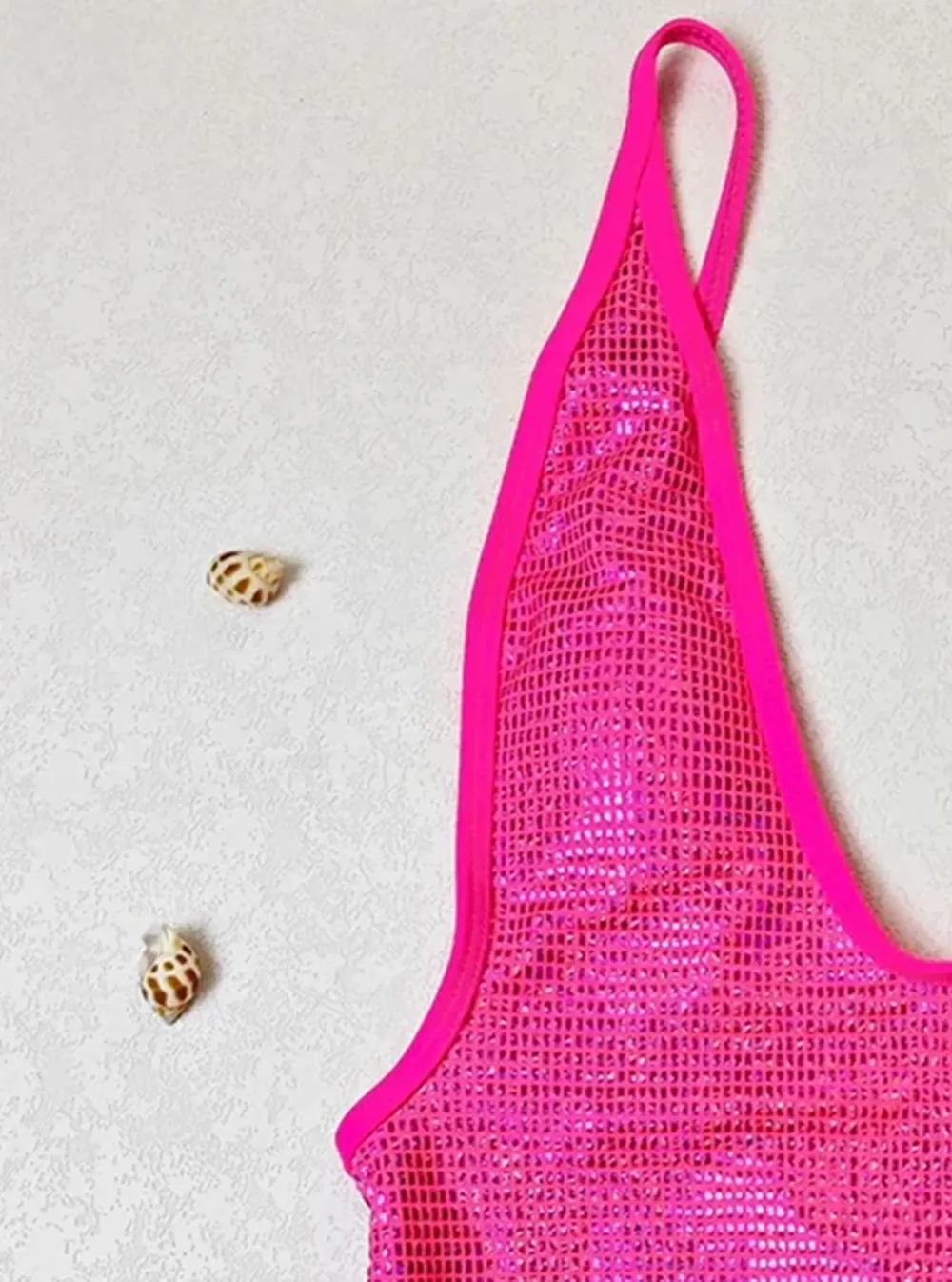 Shiny Mesh Deep V One-piece Bikini