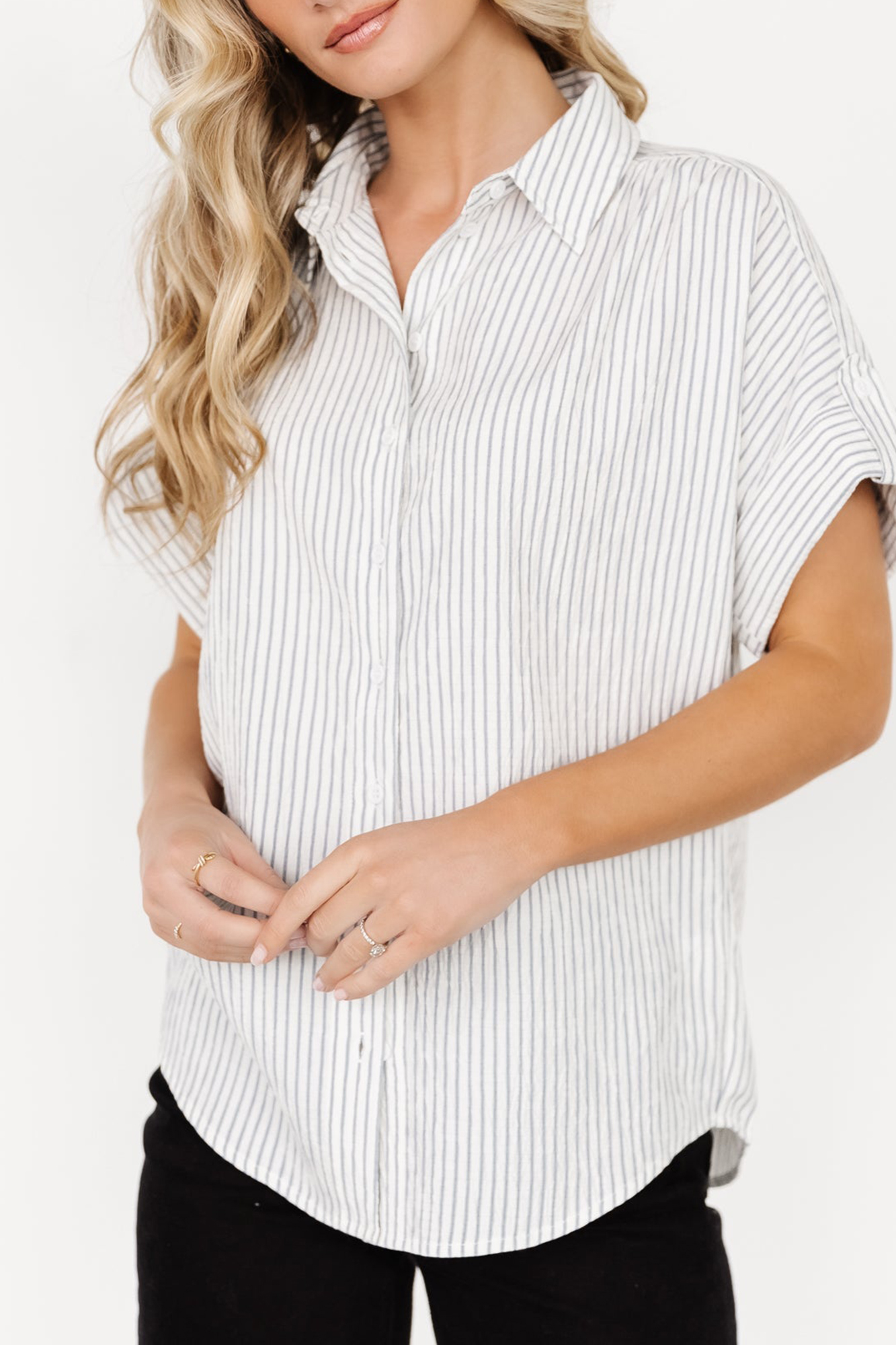 Versatile Loose Soft Light Blue Stripe Shirt